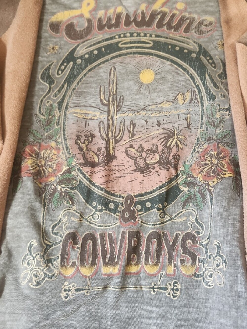 Cowgirl Bundle! Graphic Tee W/Suede Vest Vintage Bracelet & "Cowhide" Earrings🤠 - Picture 4 of 13